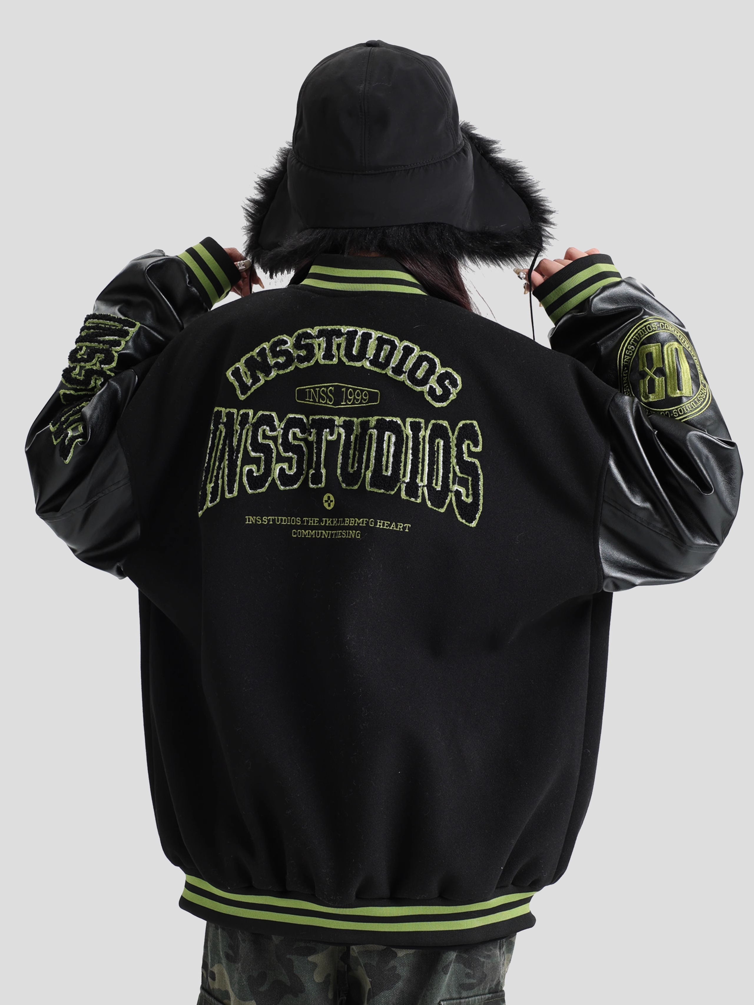 China-Chic Brand Lovers American Flocked Towel Embroidery LOGO Baseball Suit Loose Jacket Jacket Men