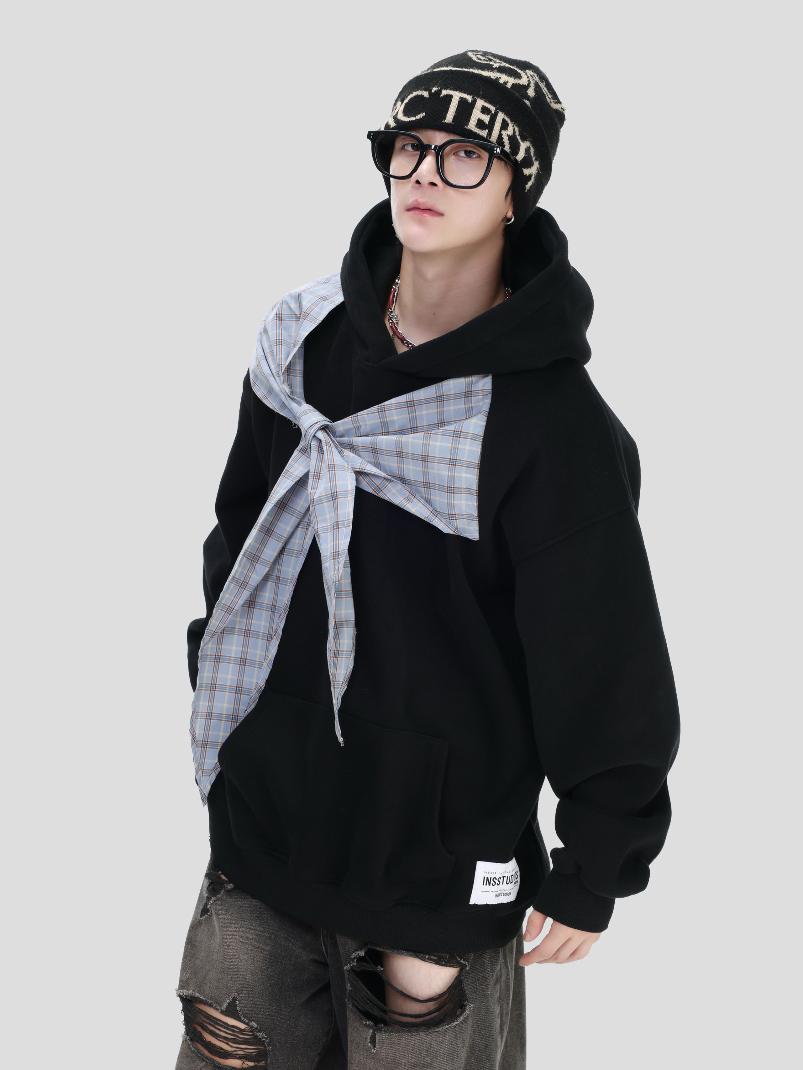 China-Chic "Bow Tie Hoodie" Loose casual plush hoodie for lovers