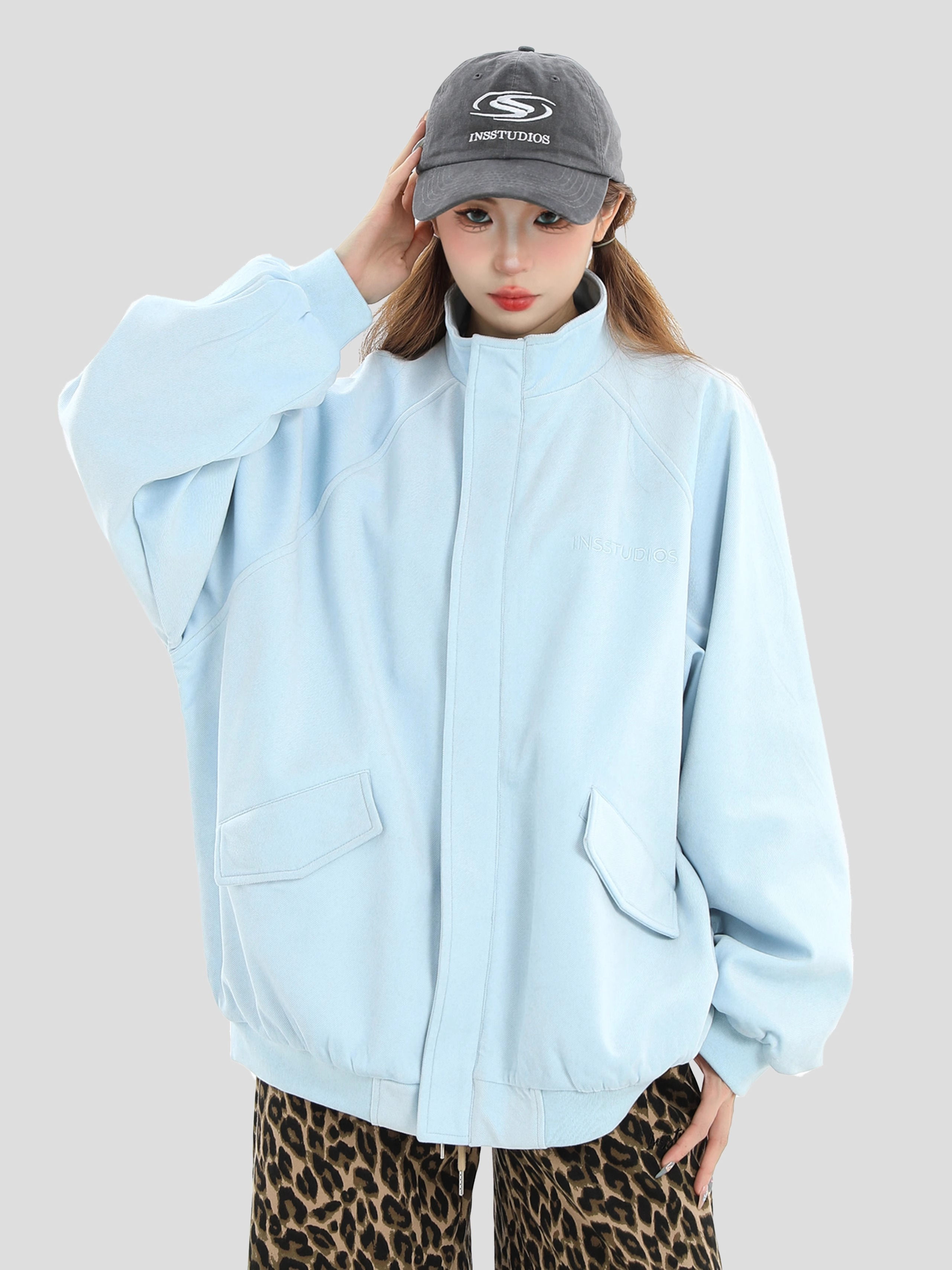 China-Chic Couple American Vintage Large Pocket Suede Jacket Loose Stand Collar Coat Men