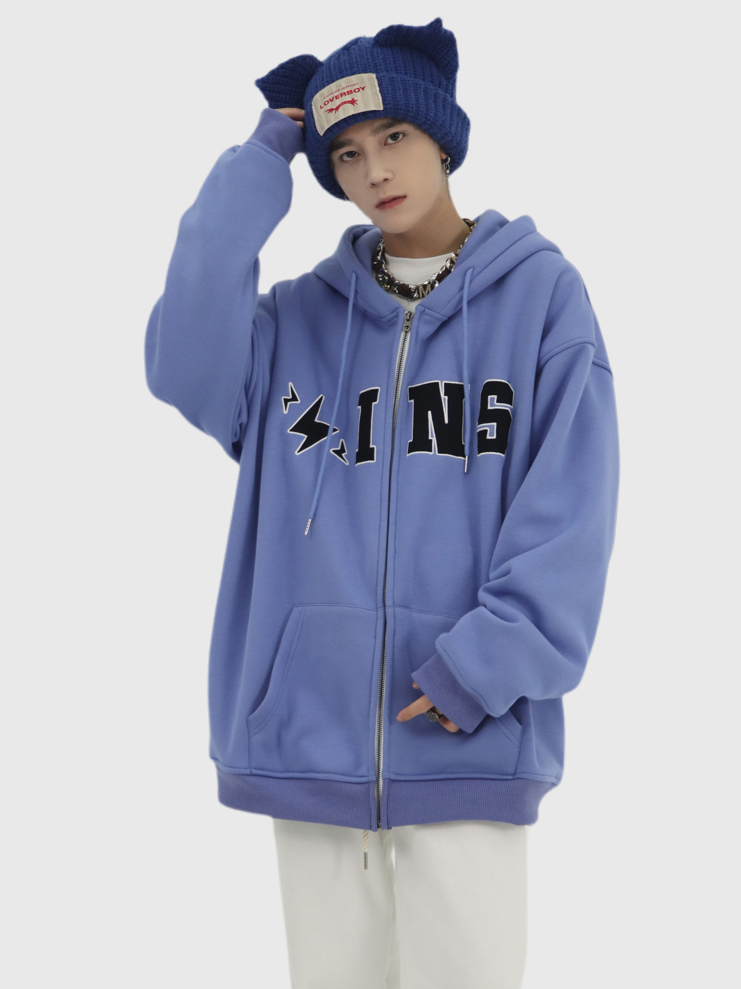 Ice cream four-color LOGO cardigan, self-made China-Chic brand lovers plush sweater, men and women