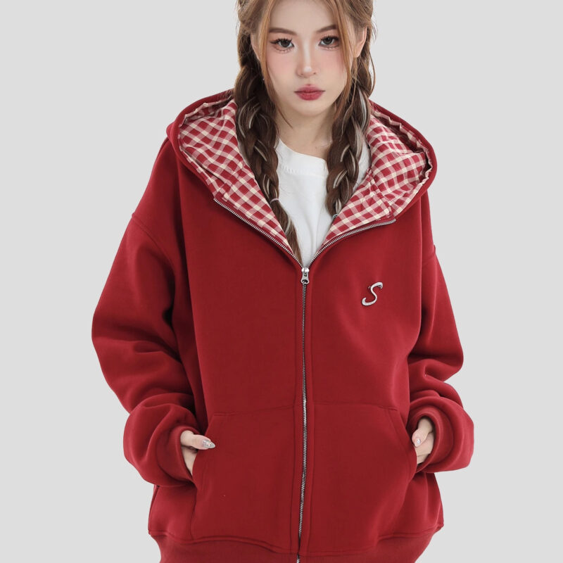 China-Chic Couple American Hot Drill Pin LOGO Sweater Loose Plush Cardigan Coat Men