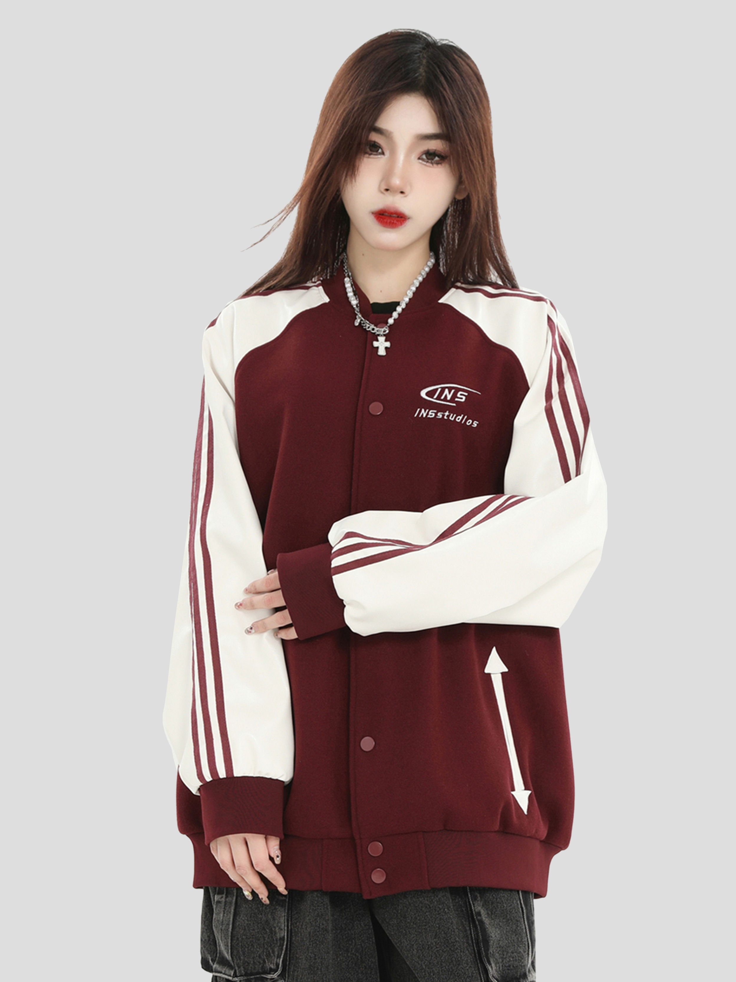 China-Chic Brand Couple American Color Contrast Splice Raglan Sleeve Baseball Suit Loose Cotton Jacket Male
